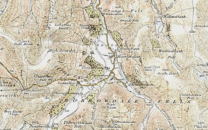 Old map of Borrowdale Fells in 1901-1904