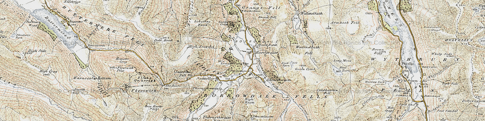 Old map of Borrowdale Fells in 1901-1904