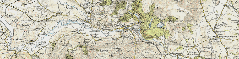 Old map of Rothbury in 1901-1903
