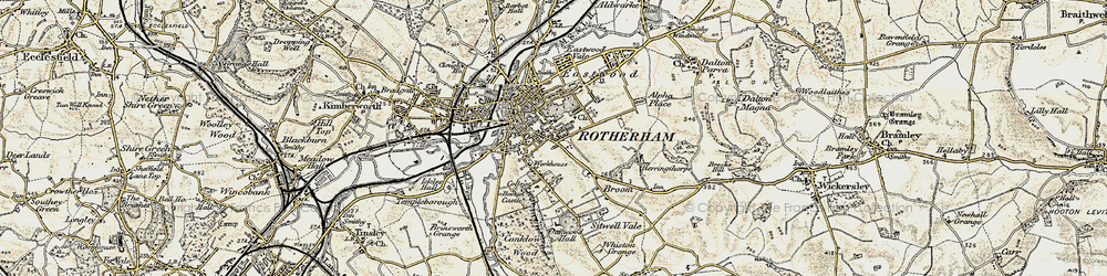 Old map of Rotherham in 1903
