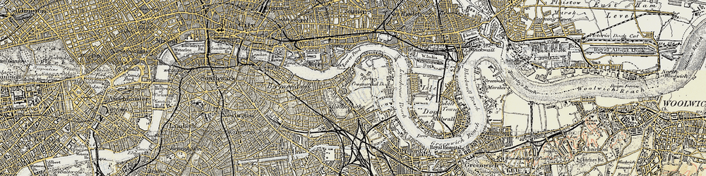 Old map of Limehouse Reach in 1897-1902