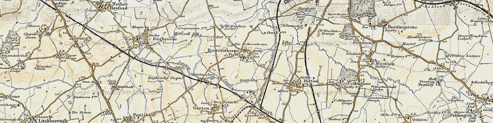 Old map of Rothersthorpe in 1898-1901