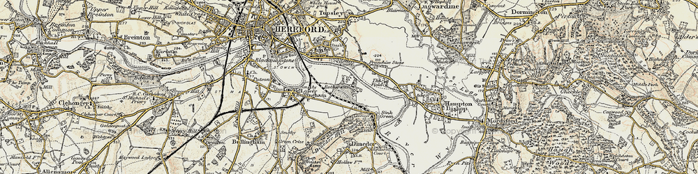 Old map of Rotherwas in 1899-1901