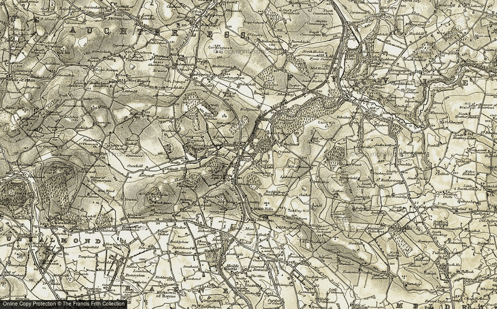 Old Map of Rothienorman, 1909-1910 in 1909-1910