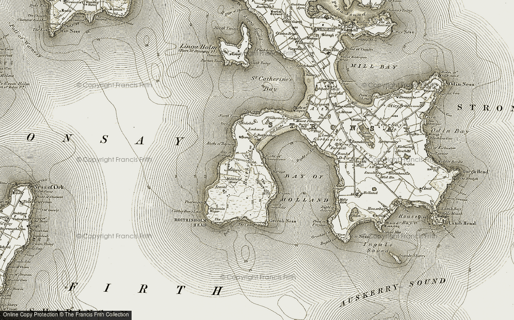 Old Map of Historic Map covering Bight of Baywest in 1911-1912