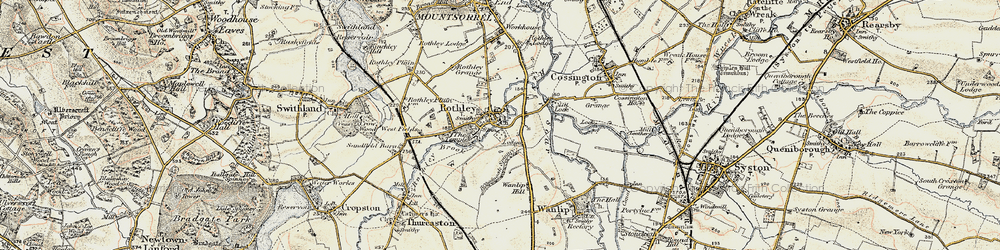 Old map of Rothley in 1902-1903