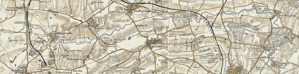 Old map of Rothwell in 1901-1902