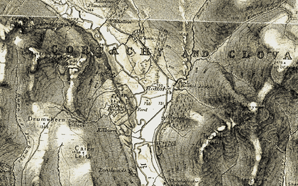 Old map of Burn of Heughs in 1908