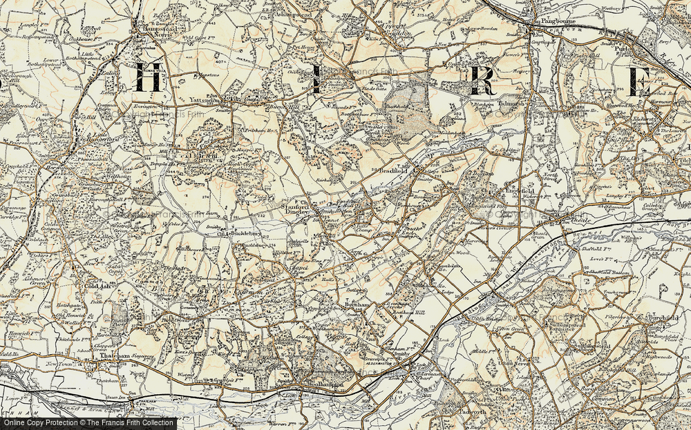 Old Map of Historic Map covering Bradfield Hall in 1897-1900