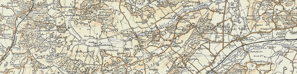 Old map of Bradfield Ho in 1897-1900