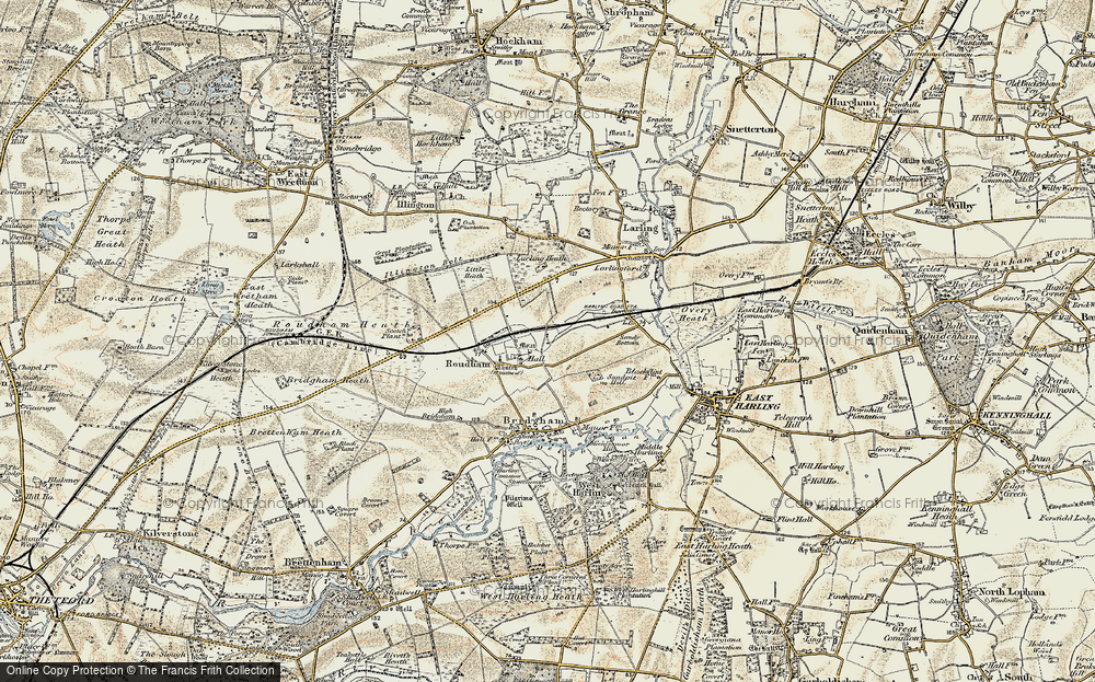 Old Map of Roudham, 1901 in 1901