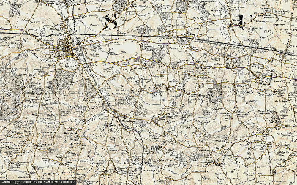 Old Map of Rougham Green, 1899-1901 in 1899-1901