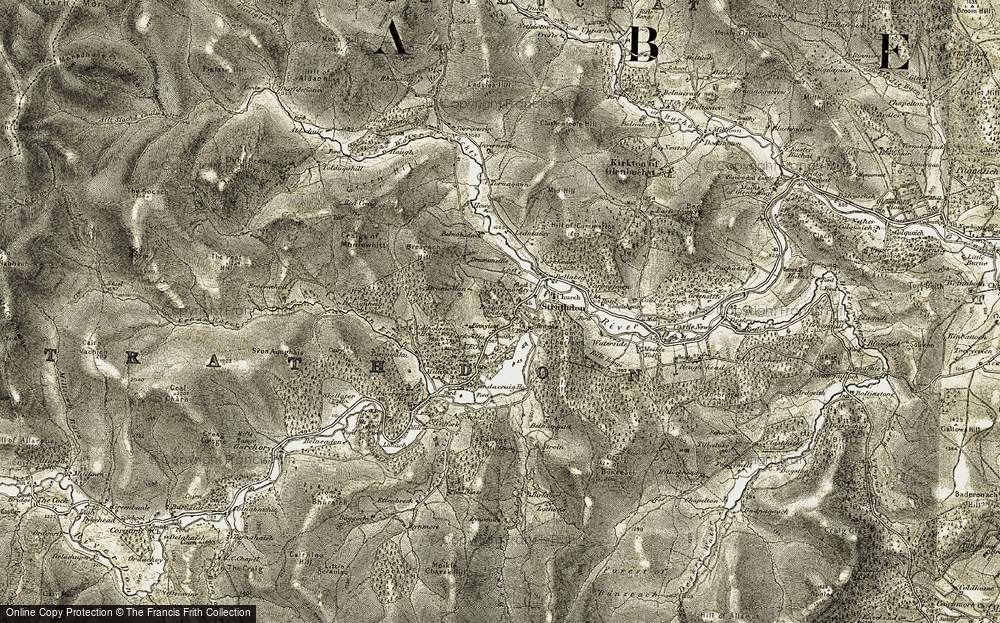 Old Map of Historic Map covering Gallows Hill in 1908-1909