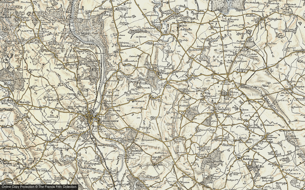 Old Map of Historic Map covering Burcote Ho in 1902
