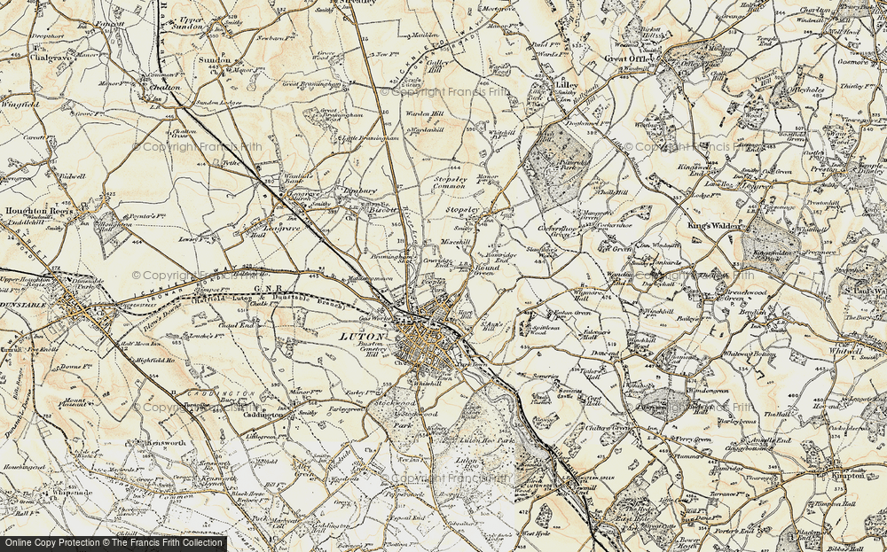 Old Map of Round Green, 1898-1899 in 1898-1899