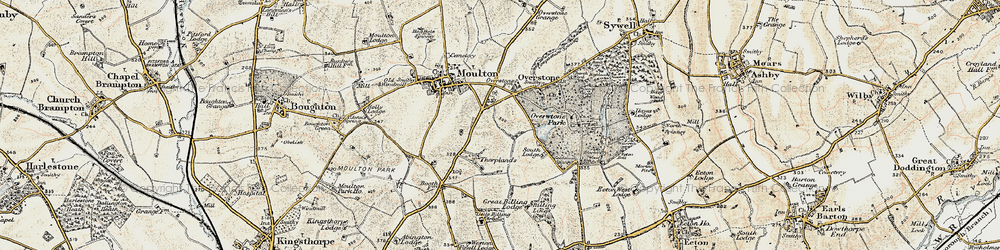 Old map of Round Spinney in 1898-1901