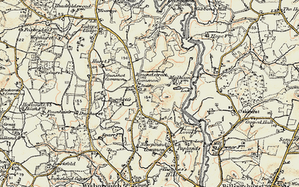Old map of Roundstreet Common in 1897-1900