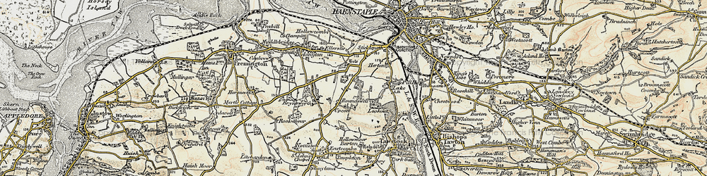 Old map of Roundswell in 1900