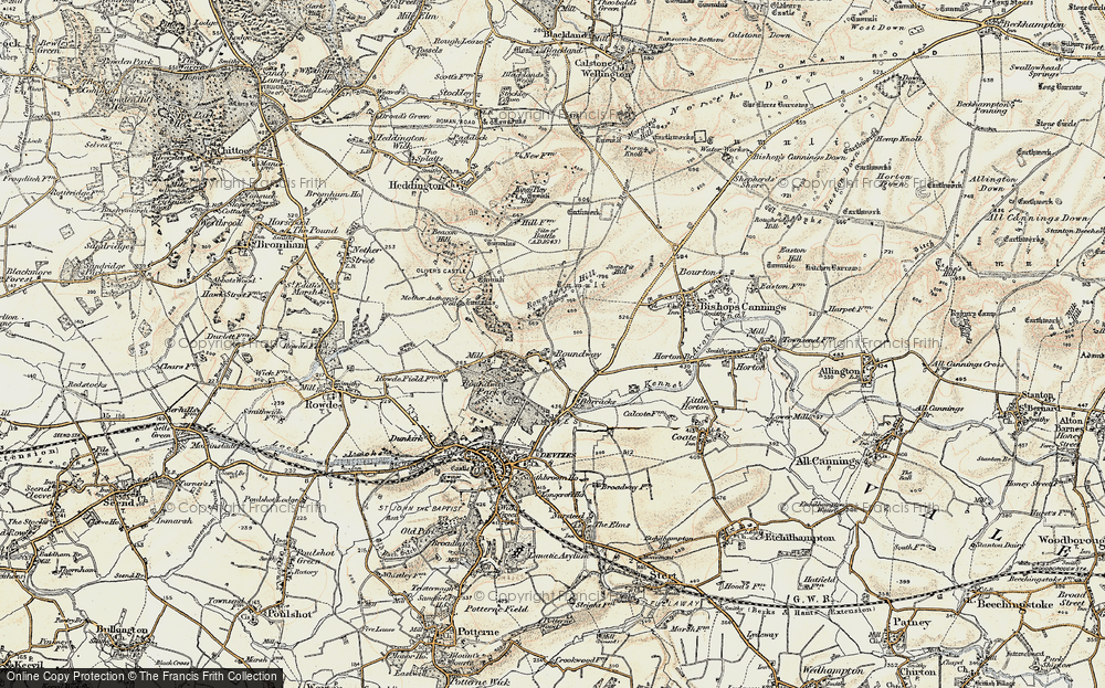 Old Map of Roundway, 1898-1899 in 1898-1899