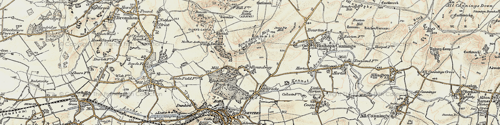 Old map of Roundway in 1898-1899