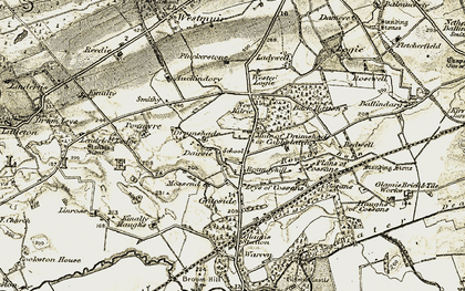 Old map of Roundyhill in 1907-1908