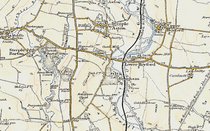 Old map of Rousham in 1898-1899