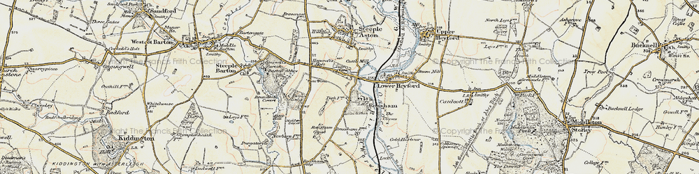 Old map of Rousham in 1898-1899