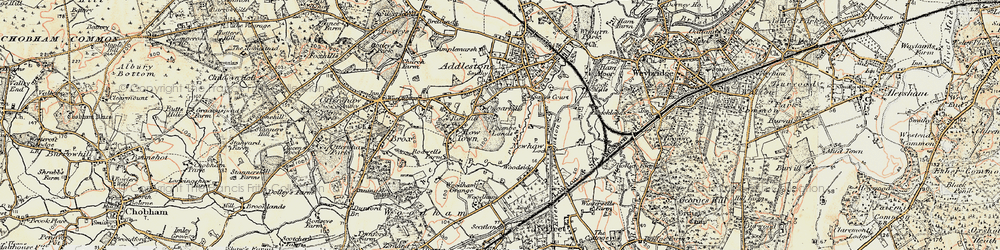 Old map of Row Town in 1897-1909