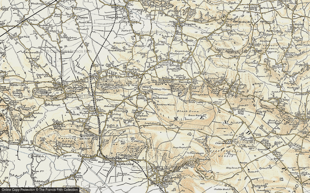 Old Map of Rowberrow, 1899-1900 in 1899-1900