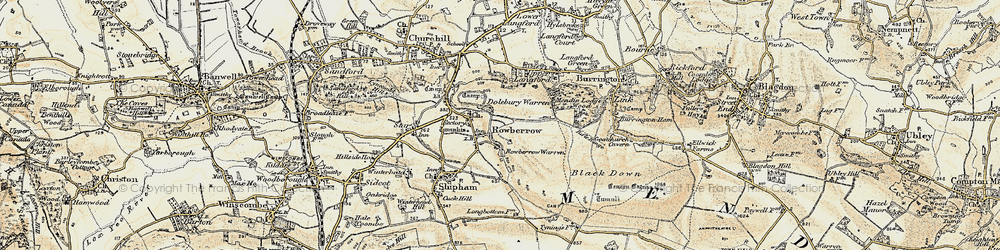 Old map of Rowberrow in 1899-1900