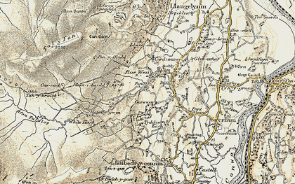 Old map of Afon Tafolog in 1902-1903