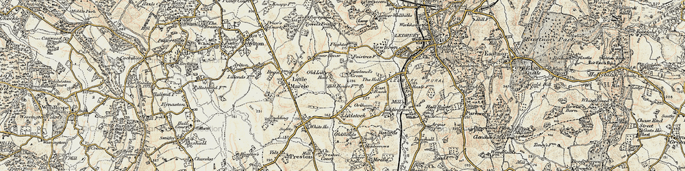 Old map of Rowland's Green in 1899-1901