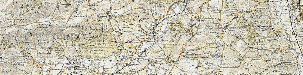 Old map of Rowlands Gill in 1901-1904