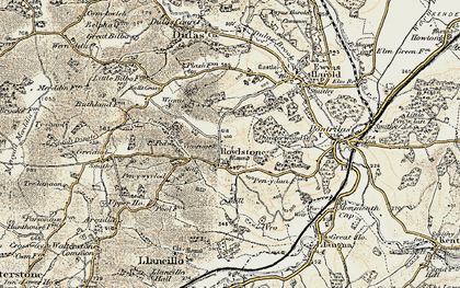 Old map of Rowlestone in 1900
