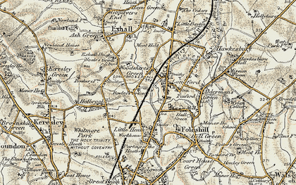 Old map of Rowley's Green in 1901-1902