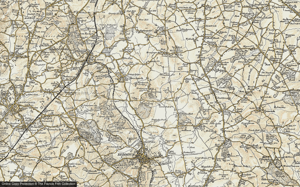 Old Map of Rowney Green, 1901-1902 in 1901-1902