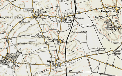 Old map of Rowston in 1902-1903