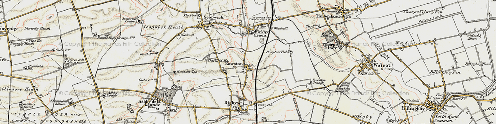 Old map of Rowston in 1902-1903