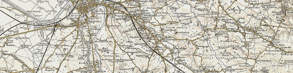 Old map of Rowton in 1902-1903