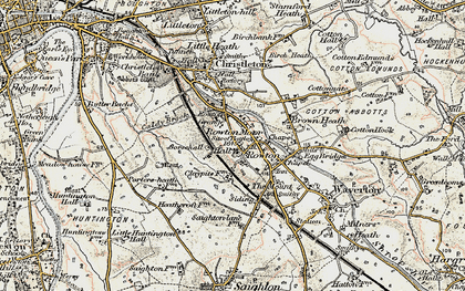 Old map of Rowton Moor in 1902-1903