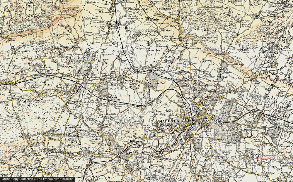 Old Map of Historic Map covering Barming Sta in 1897-1898