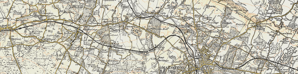 Old map of Barming Sta in 1897-1898