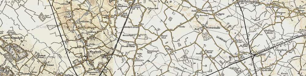 Old map of Billinges in 1902-1903