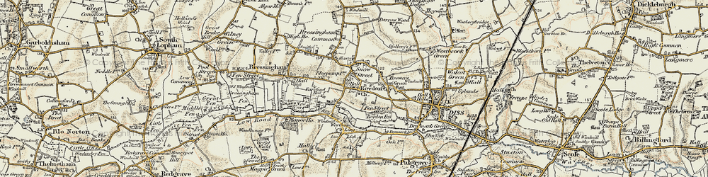 Old map of Wortham Ling in 1901