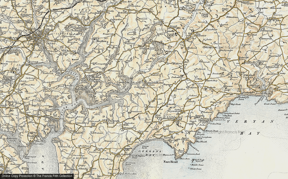 Old Map of Ruan Lanihorne, 1900 in 1900