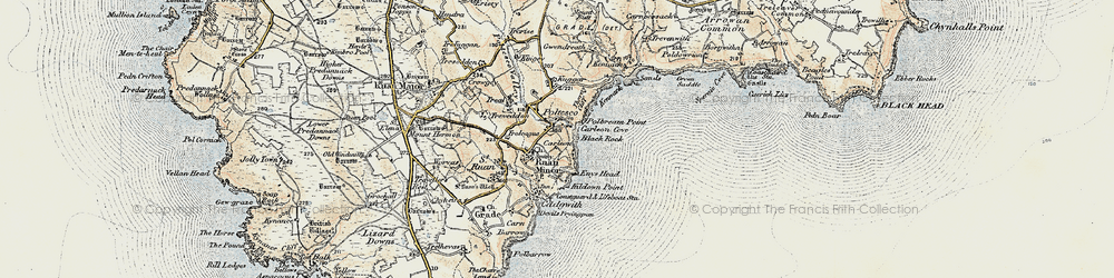 Old map of Ruan Minor in 1900