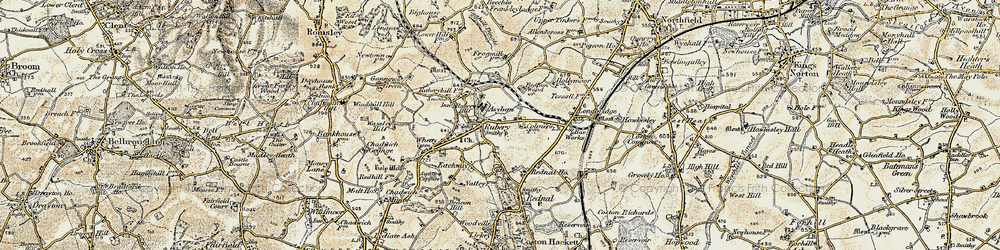 Old map of Rubery in 1901-1902