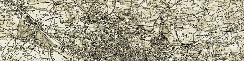 Old map of Ruchill in 1904-1905