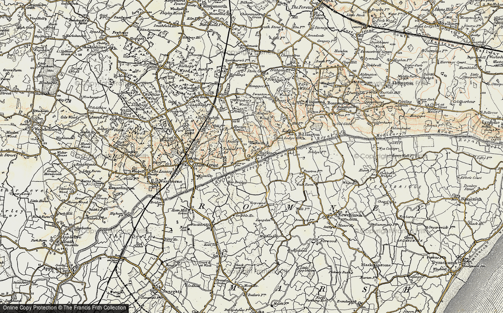 Old Map of Ruckinge, 1898 in 1898