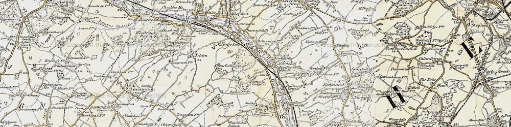 Old map of Rucklers Lane in 1897-1898